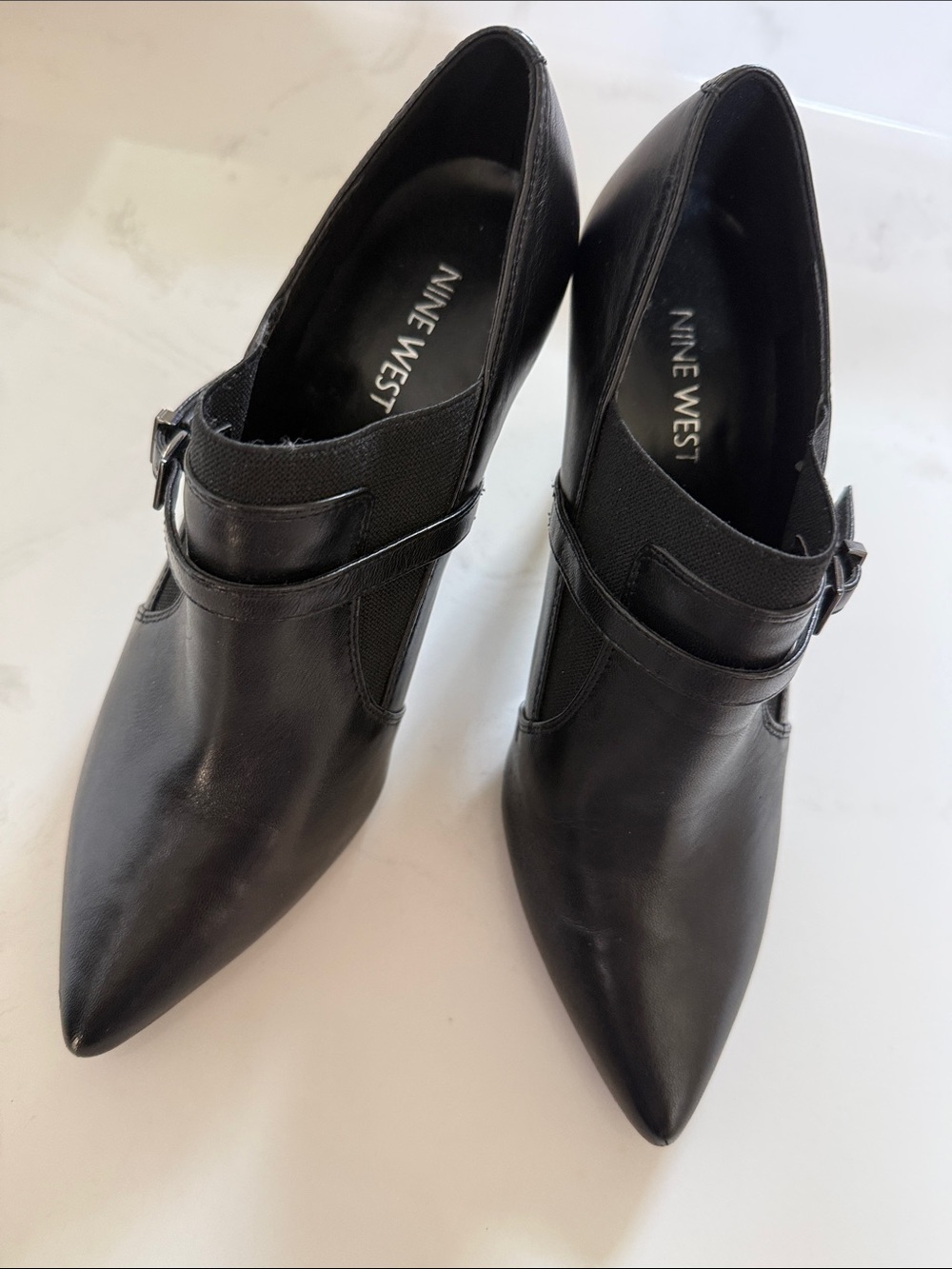 Nine West Black Pointed Toe Buckle Heels